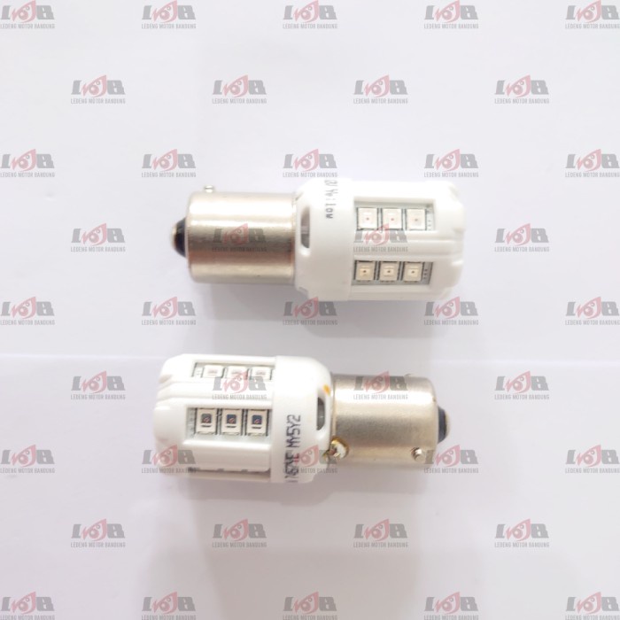 Osram S25 T20 Lampu Sen/Rem Led Riving 18 Mata Sein Mobil Sepasang 12V