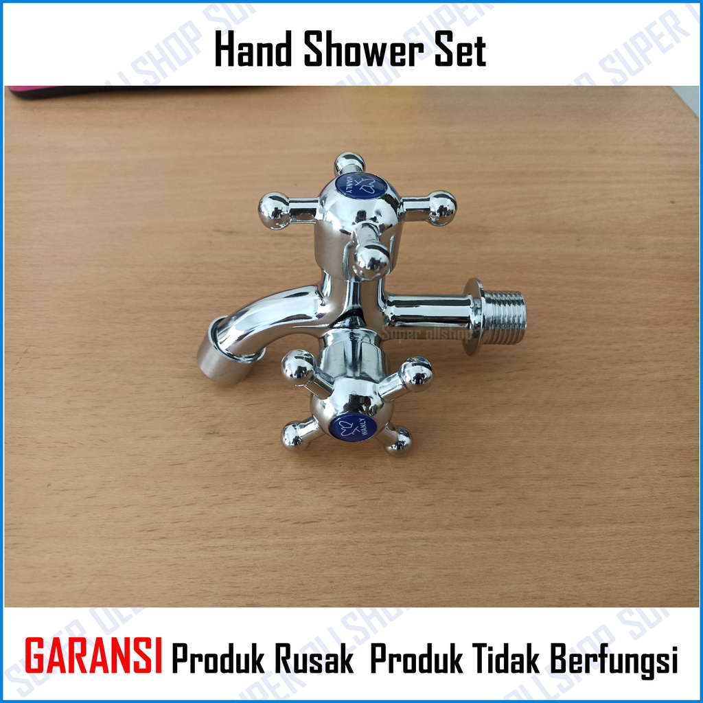 Paket Hand Shower Hemat Air Lubang Tekanan Kencang Shower Mandi 1 Set Kran Keran Cabang Murah