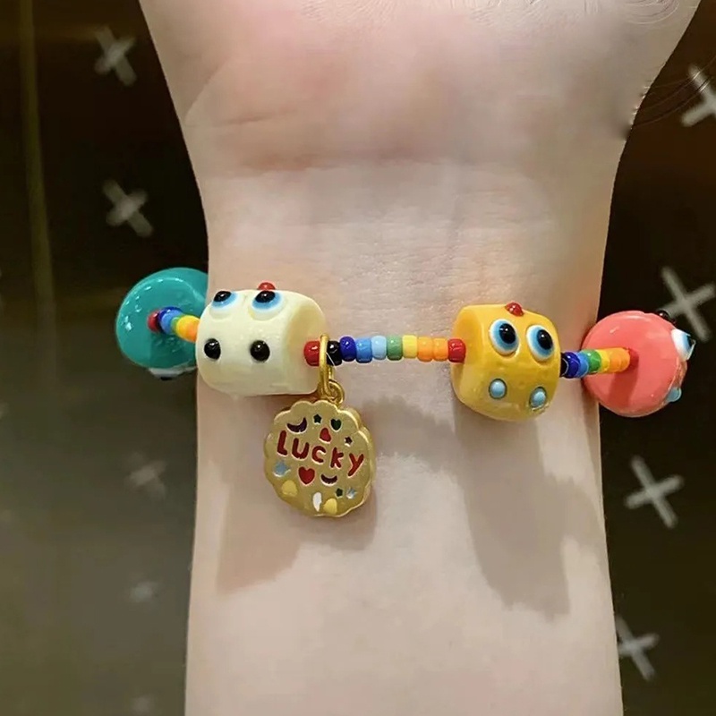 Gelang Tangan Manik-Manik Motif Kartun Strawberry / Monster Kecil Untuk Wanita