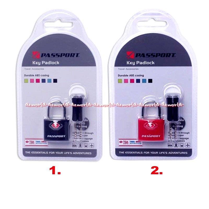 Passport Key Padlock TSA Lock Mini Padlock For Travelling Gembok Koper Kecil Warna Hitam Merah Pasport Tsa lok Pad Lock