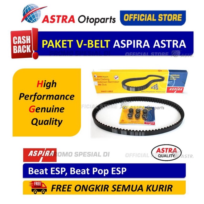 Paket V-belt Aspira (V-belt Kit) untuk Motor Beat ESP, Beat Pop ESP