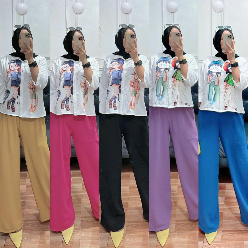 BISA COD AZKIYAHIJAB29 SET CROP SABLON PRINTING SETELAN BAJU CROP WANITA POLOS KOMBINASI MOTIF SETEL