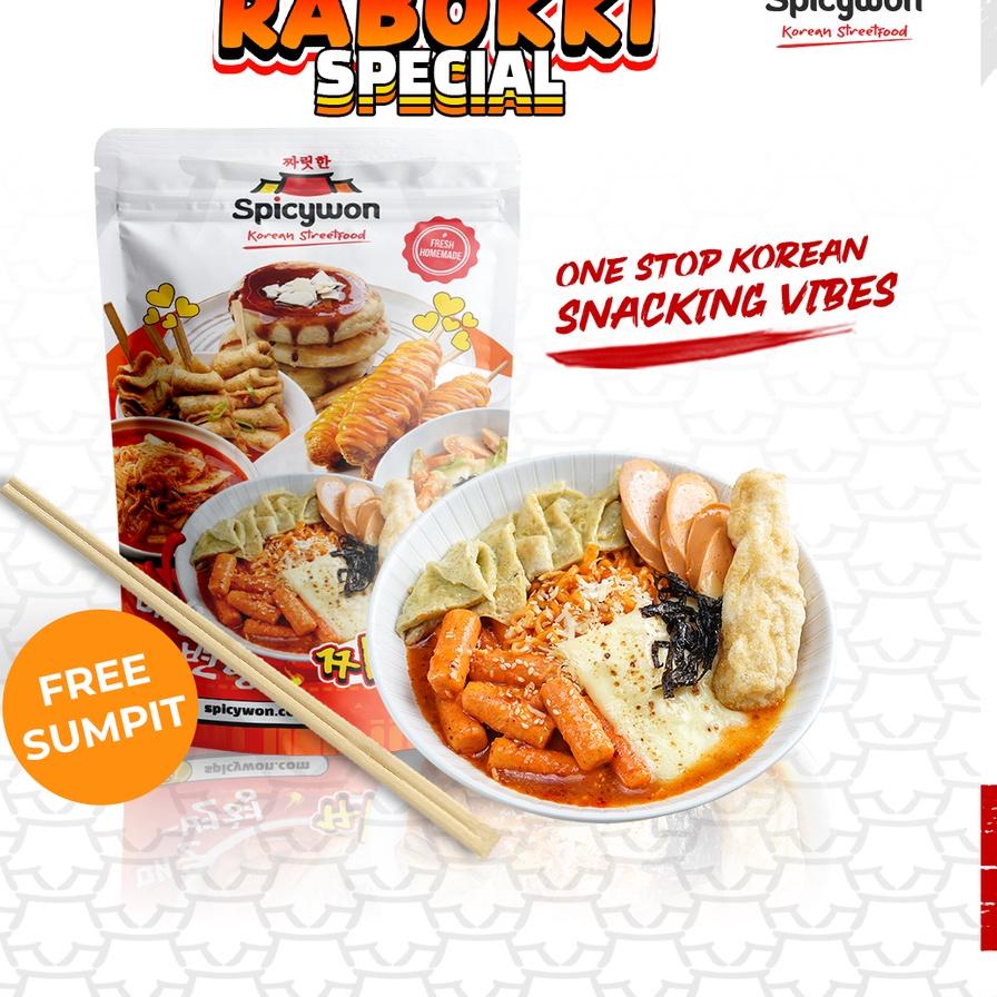 

9.9 ✨Promo✨ Spicywon Rabokki Special / Ramyeon Tteokbokki Isi Tteok 10 pcs + Odeng + Keju Mozarella + Cracker + Sosis Halal 