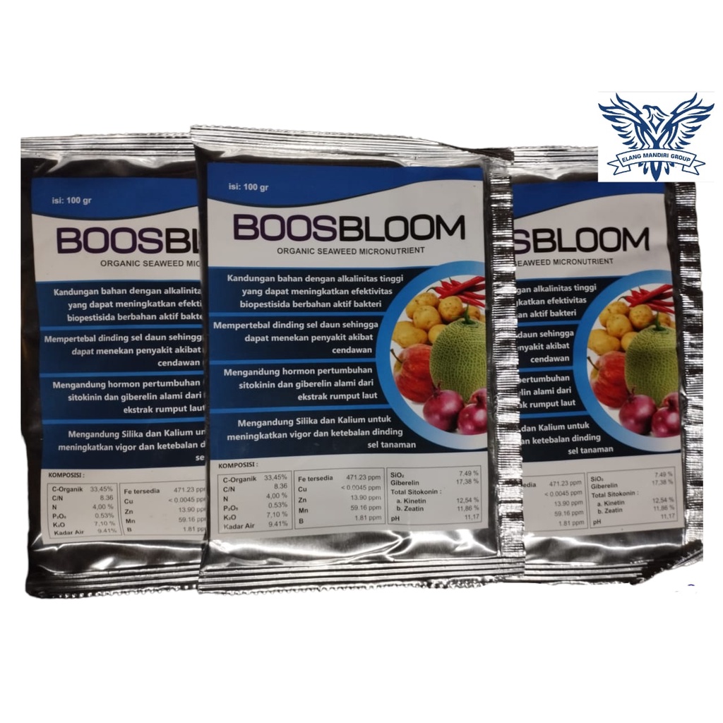 Pupuk Organik BOOSBLOOM 100GR  Rumput Laut Asam Amino Tanaman Boosbloom Ekstrak Seaweed Organic Aminosan 100 Gram Nutrisi Bunga Buah Sayur