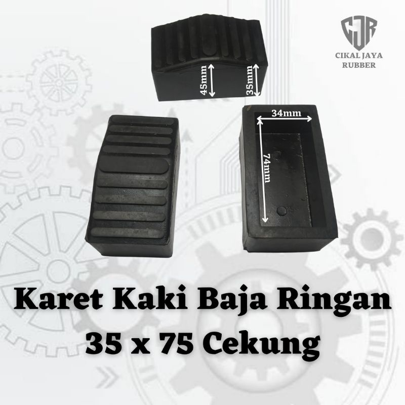 Karet Kaki Baja Ringan Cekung 35x75 Alas Kaki Meja Kursi Rak Besi Kanal C