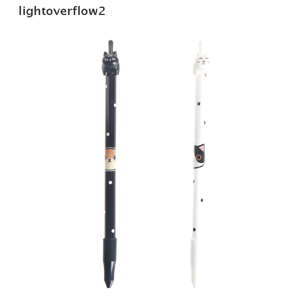 (lightoverflow2) 2pcs Pulpen Tinta Hitam Dengan Hiasan Bentuk Kucing Untuk Hadiah