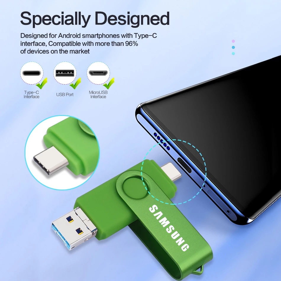 Samsung Flashdisk USB Tipe-C OTG 1TB 2TB 512GB 256GB 64GB 32GB 16GB 8GB 128GB 3 In 1