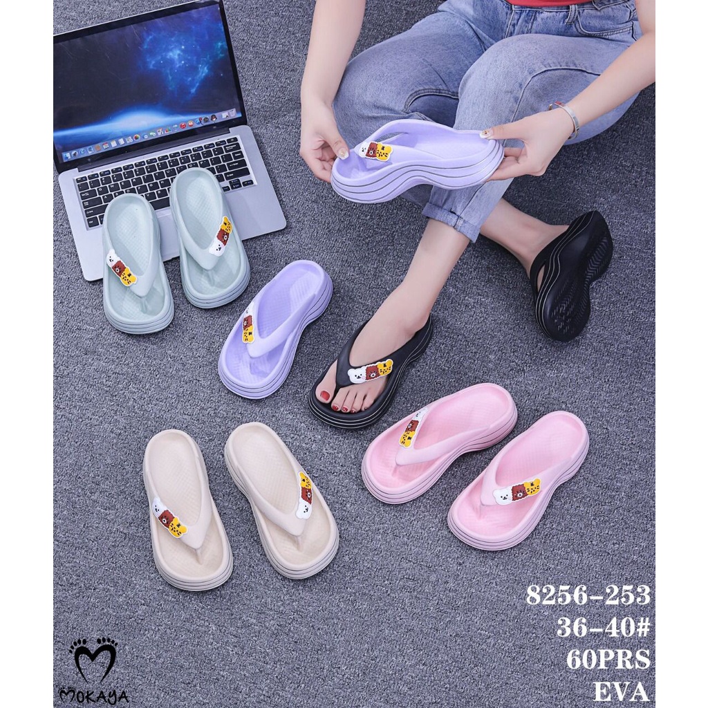 Sandal Jepit Eva Wanita Mainan Motif Candy Anak Cewek &amp; 3 Karakter Hewan Super Ringan Cantik Mewah Trendy Elegant Import Mokaya / Size 36-40 (8256-252 &amp; 8256-253)