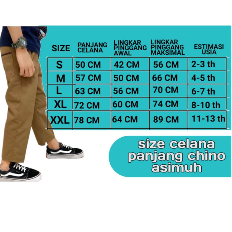 Celana Chino Anak Panjang 1thn s/d 12thn Anak Laki-laki Dan Perempuan chinos slim fit