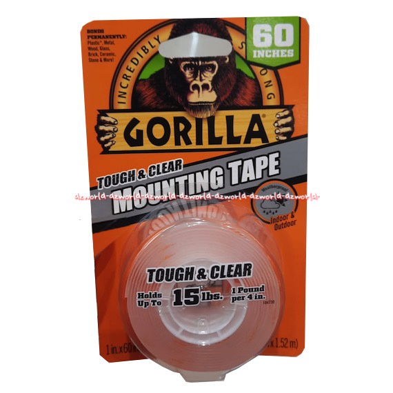 Gorilla Mounting Tape Tough &amp; Clear 1.5m Isolasi Untuk Plastik Double Tape Bening Kuat Gorila Dabeltape Dabel Tep Gorila
