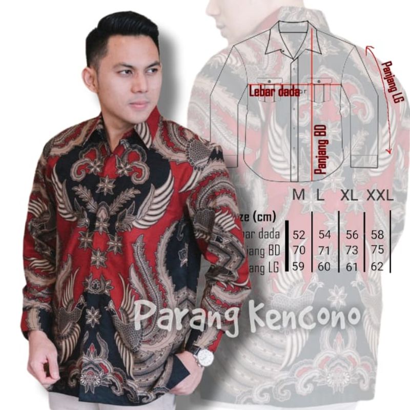 KEMEJA BATIK PRIA LENGAN PANJANG SIZE M L XL XXL BSWART Batik HRB026 kenango panjang padi