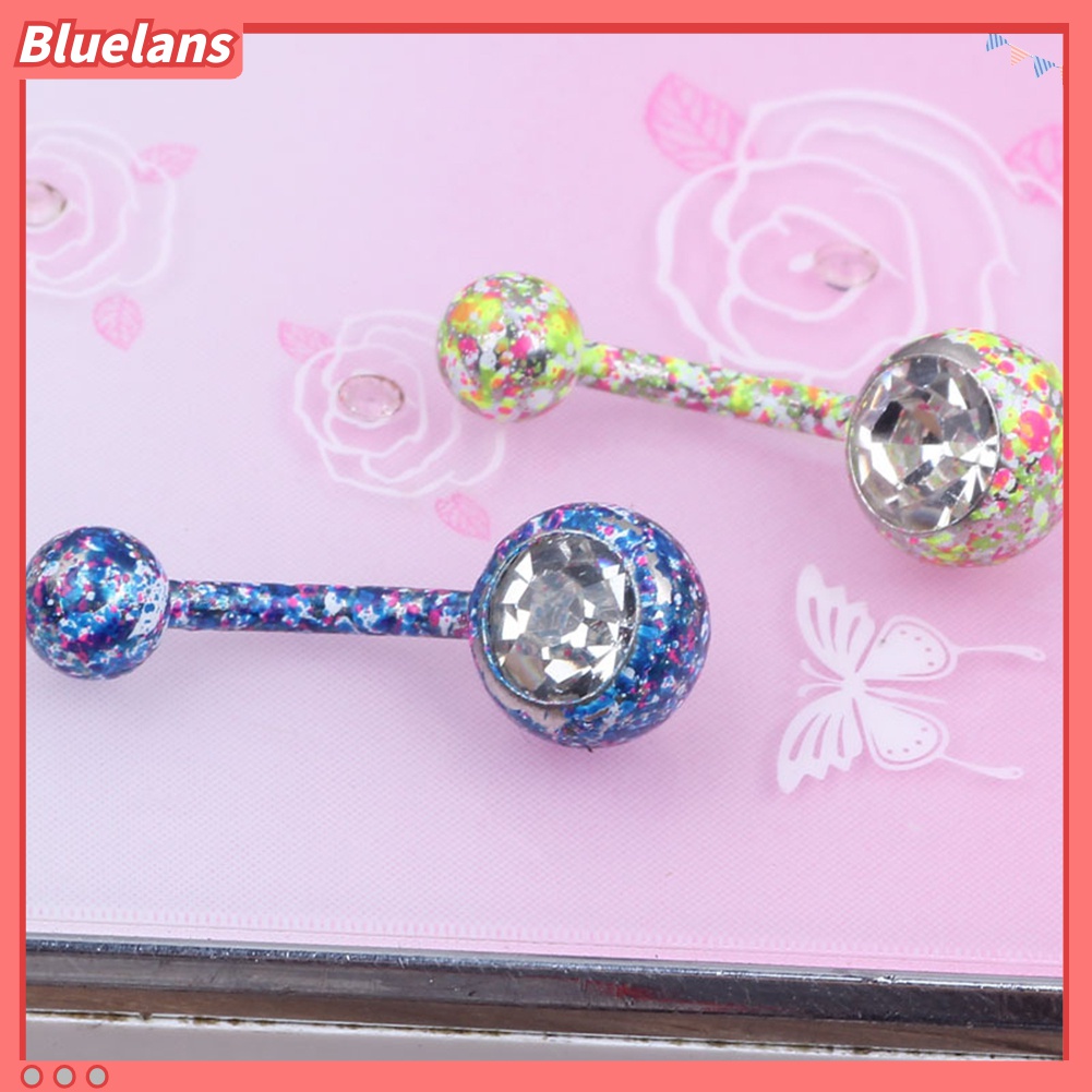 Cincin Tindik Tubuh Bentuk Bola Barbel Bahan Cubic Zirconia Warna-Warni Untuk Wanita
