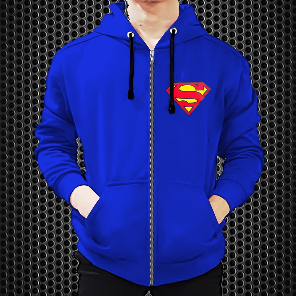 Jaket Resleting Superman / Jaket Dewasa / Jaket Distro / Jaket Diskon Bahan Fleece