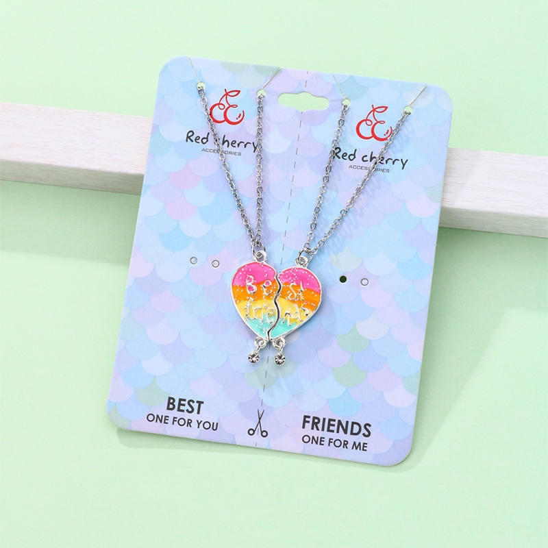 Fancyqube 2Pcs / Set Kalung Rantai Liontin Big Sister Little Sister Warna-Warni Untuk Hadiah