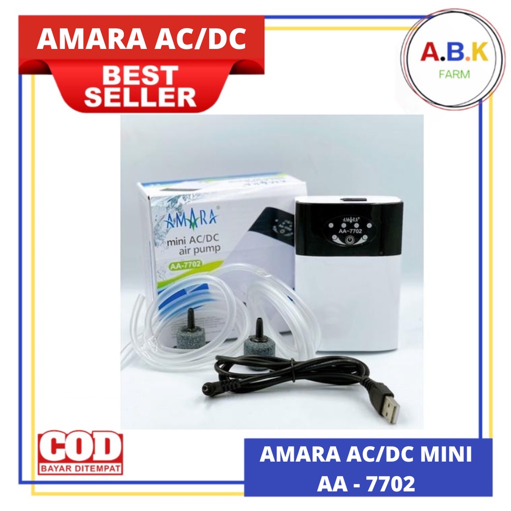 Amara Mini AA 7702 AC AC DC AC-DC USB pompa udara aerator 2 LUBANG