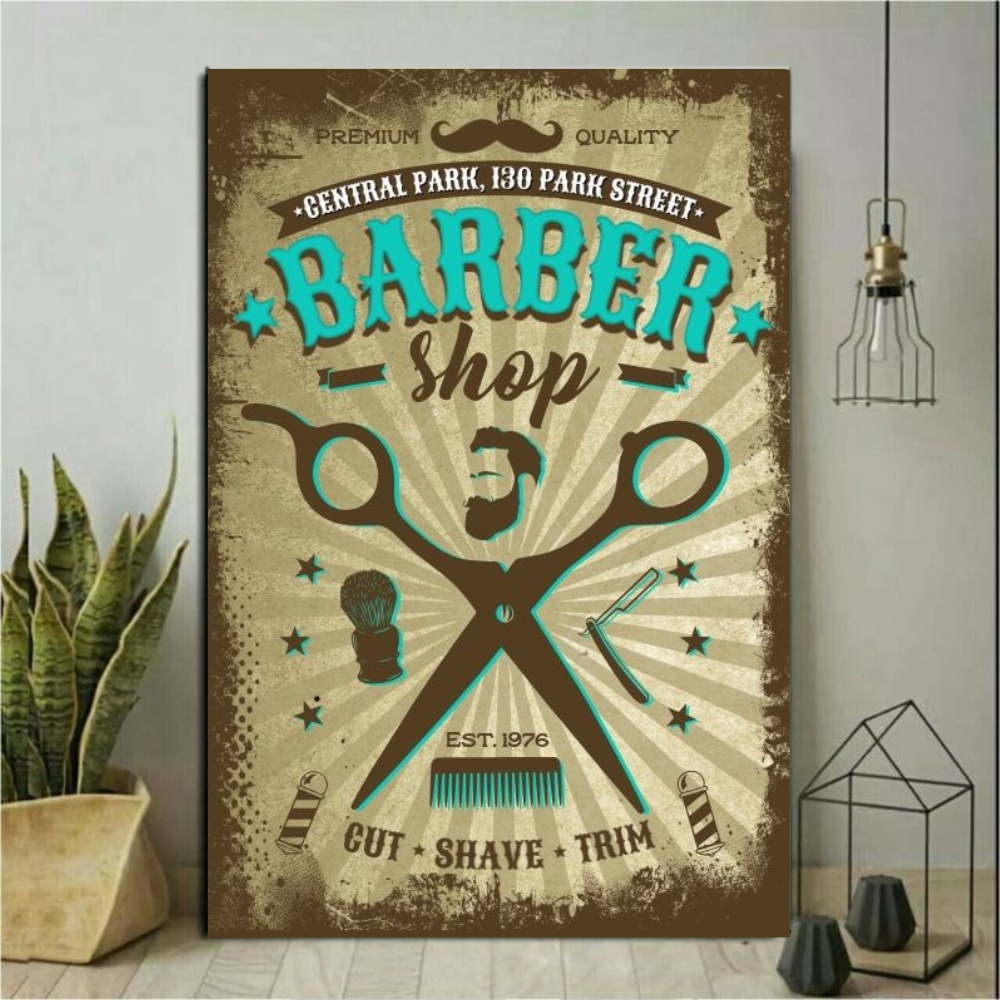 POSTER KAYU BARBERSHOP - HIASAN DINDING BARBERSHOP - WALL DECOR - POSTER BARBERSHOP FOTO BARBERSHOP 