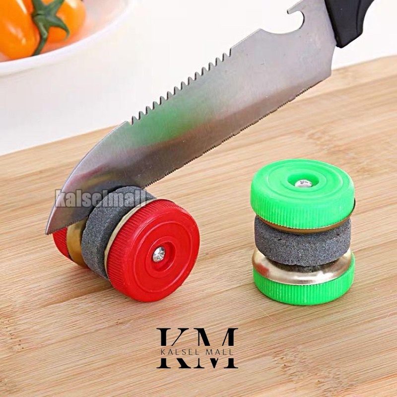 Pengasah Pisau Asahan Alat Batu Asah Lading Piso Gunting Model Putar Bulat Praktis Knife Sharpener AD2