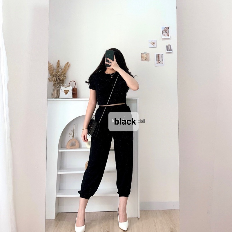 AS FASHION-COD-SETELAN CASUAL WANITA TERBARU-SET BAJU DAN CELANA WANITA-SETELAN CROP