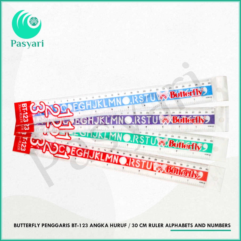 

Butterfly Penggaris BT-123 Angka huruf / 30 cm Ruler Alphabets and numbers