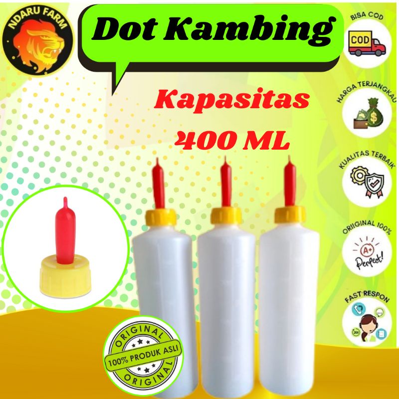 Botol Dot Susu Cempe Anak Ternak Kambing Domba Hewan Anjing Kucing Plastik Emboss 400 ml NDARUFRAM