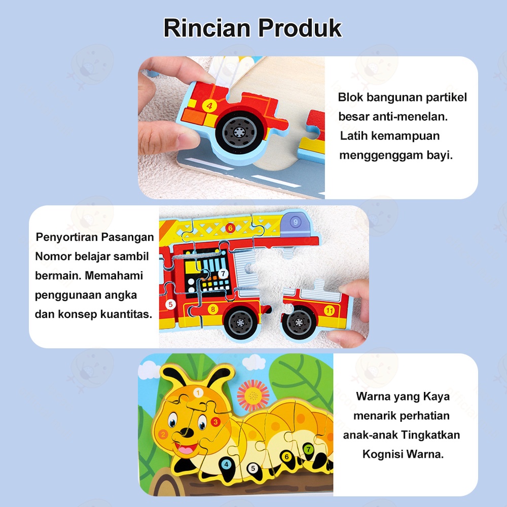 Lacoo Puzzle kayu mainan edukasi Puzzle 3d Wooden toys kartun Jigsaw puzzle anak