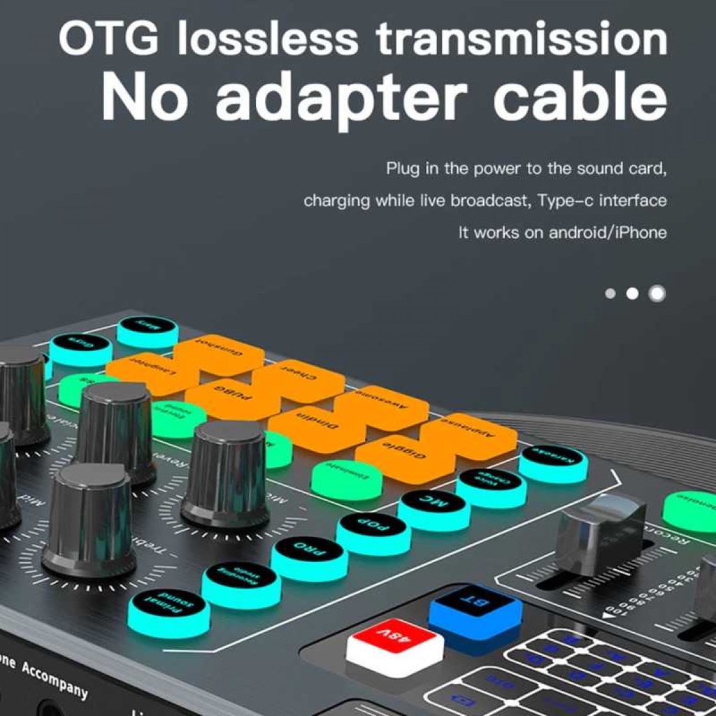 Sound Card Equalizer External Live Boardcast Audio Mixer Bluetooth