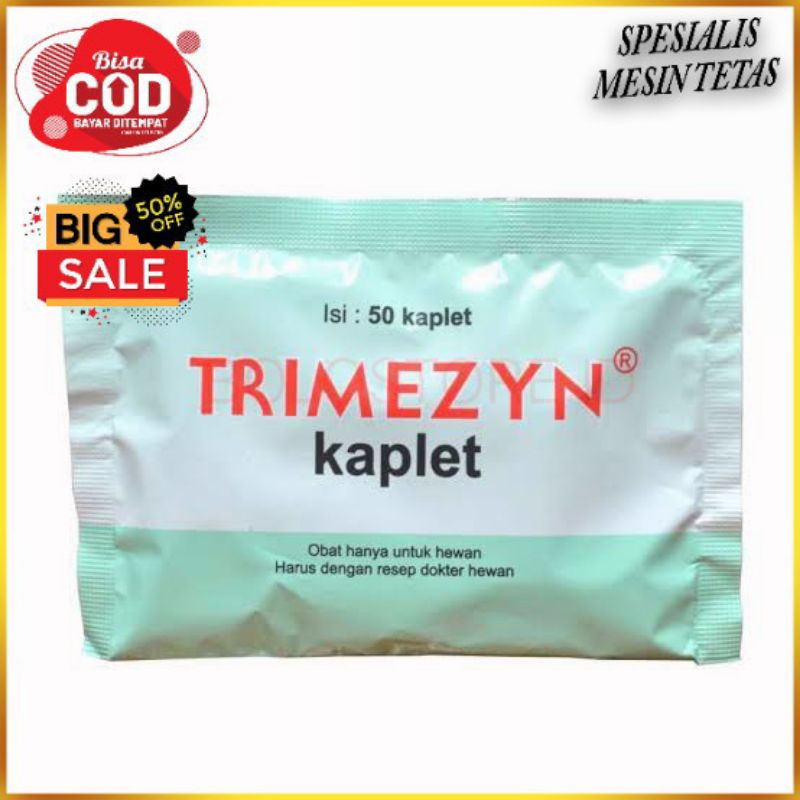 TRIMEZYN 50 Kapsul - Obat Pilek Ngorok Pulorum Ayam Pneumonia Colibacilosis Babi