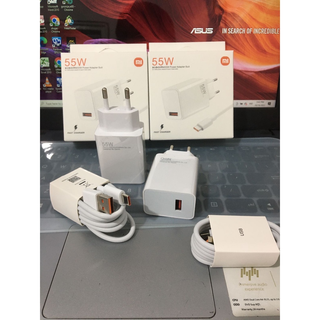 CHARGER XIAOMI 55W REDMI TYPE C Mi Redmi 9c 8a 7a note 7 8 9 10 K20 POCO X3 Redmi note 8pro note 9 note 10pro note 12pro  / charger Xiaomi tipe c 55Watt fast Charging