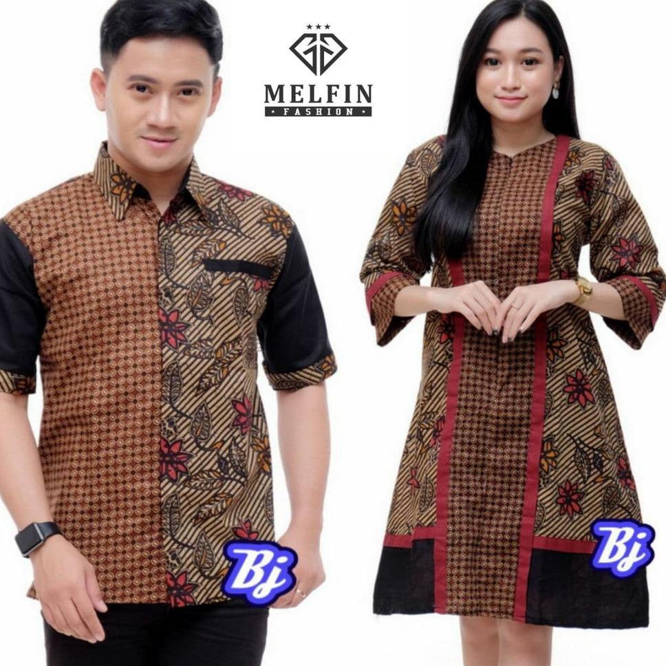 [AUT.18Oc22ᴹ] Baju Batik Couple Premium Trend 2021 Kombinasi Bunga Daun Kotak Tersedia Hem Tunik Uku