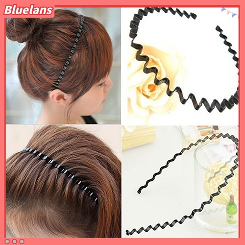 Bluelans Bando Olahraga Model Gelombang Warna Hitam Untuk Pria Dan Wanita