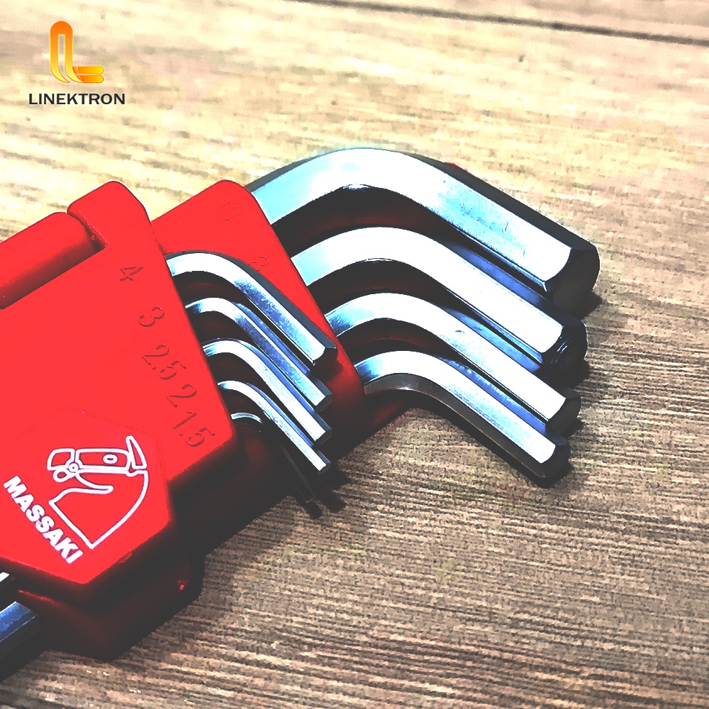 KUNCI L / HEX KEY LONG SET PANJANG MASSAKI 9 PCS ( 1,5 MM - 10 MM )