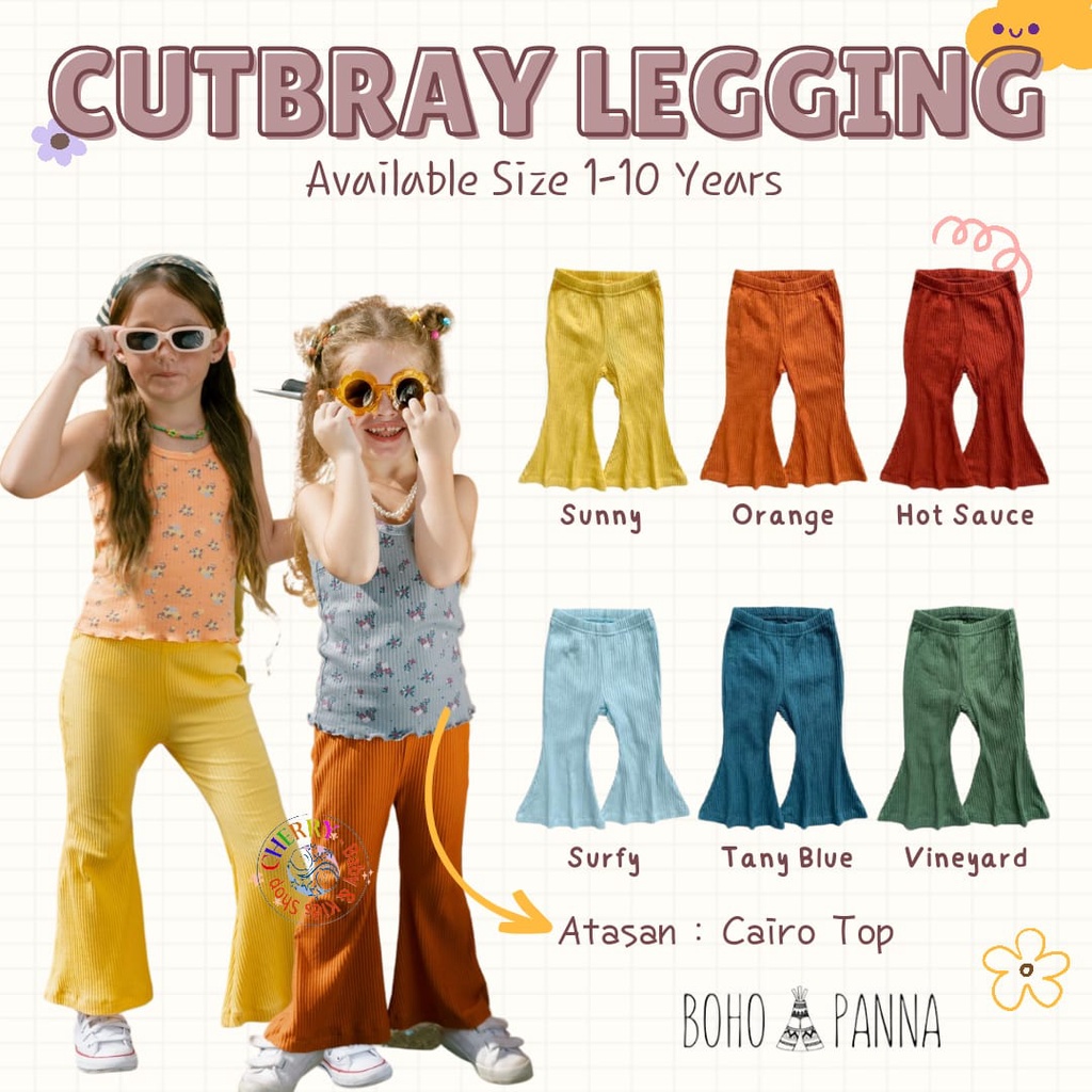 BOHOPANNA Cutbray Legging 1-10 Tahun Legging Rib Cutbray Fashion Anak Perempuan CBKS