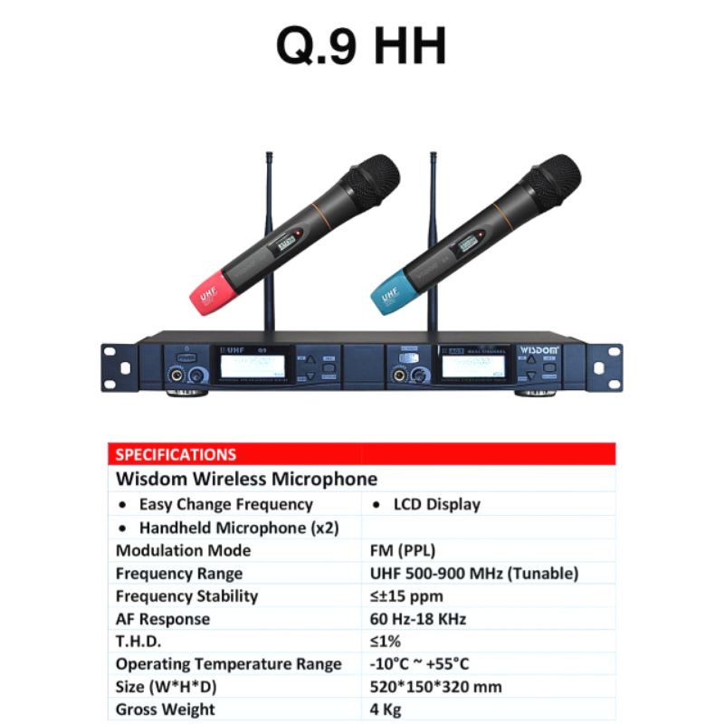 mic microphone wireless WISDOM Q9 HH ORIGINAL