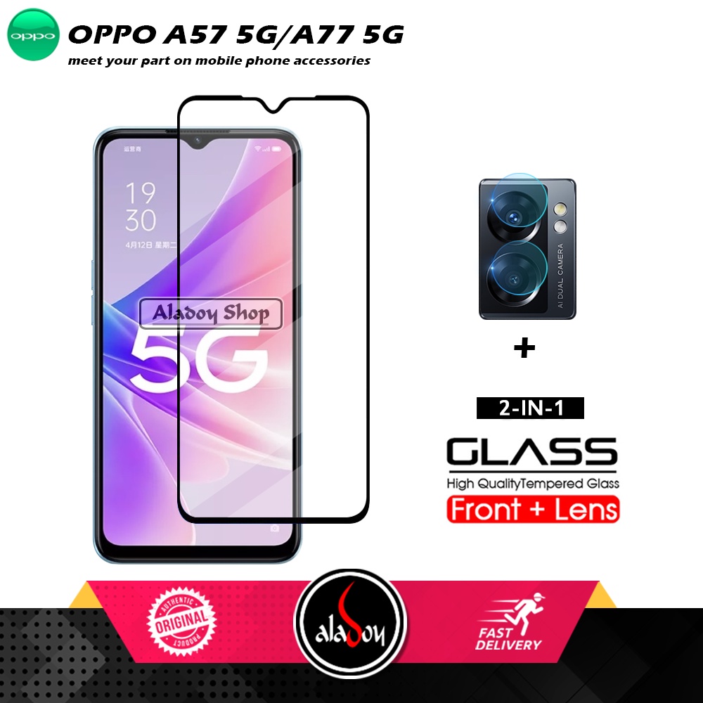 PAKET Tempered Glass Layar Oppo A57 5G / Oppo A77 5G 2022 Free Tempered Glass Camera