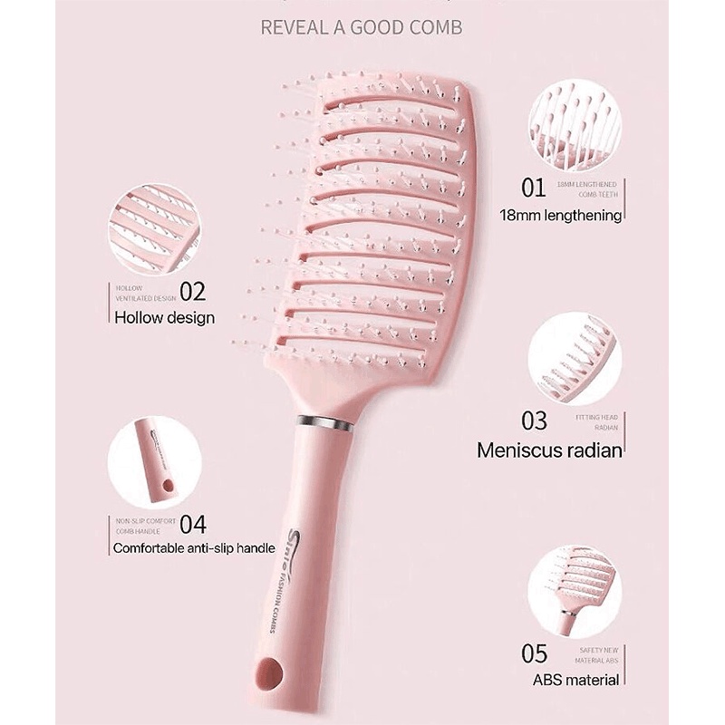 Sisir Pijat Kulit Kepala Wanita Bentuk Melengkung Besar Untuk Salon