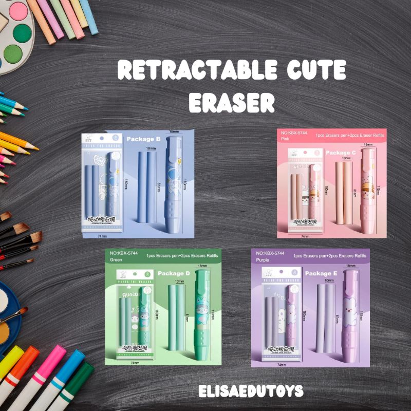 

retractable cute eraser penghapus pen putar