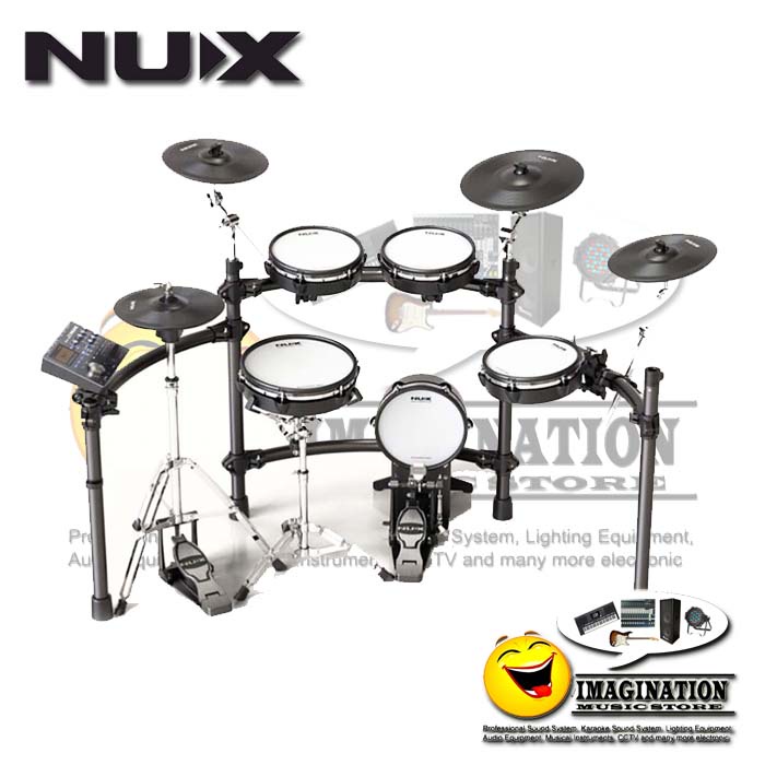NUX DM-8 5 Piece Professional Digital Electronic Drum Set with Mesh Head