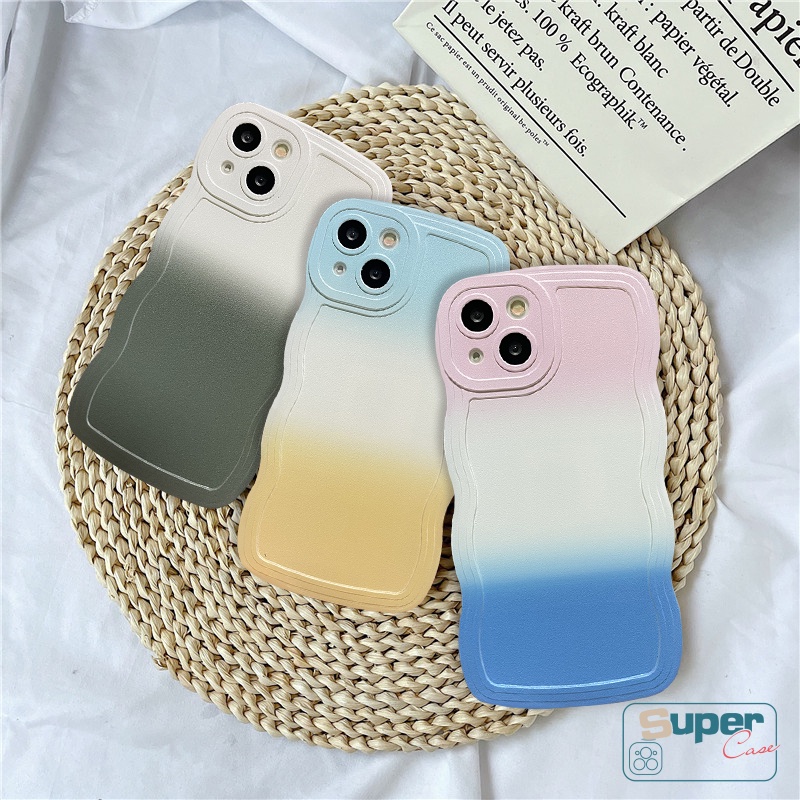 Case Untuk Realme C35 C55 C33 C30 8 8i 9 7i 7 9pro+C11 C15 C25Y C12 C21Y C25s C25 C11 2021 C20 C20A C3 5i 6i C20A 5 5s C1 Shockproof Wavy Edge Colorful Gradient TPU Soft Back Cover