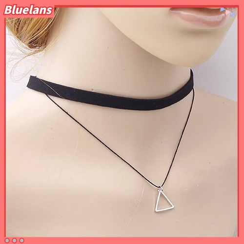 Kalung Klavikula Pendek Double Layer Liontin Segitiga Gaya Korea Untuk Wanita