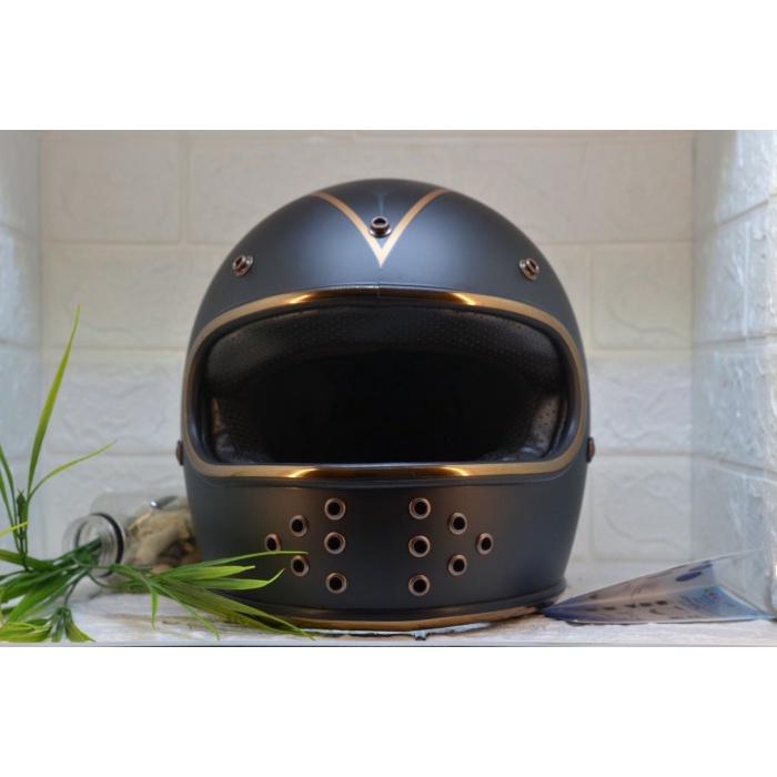 Jual Helm Retro Hole Gringgo List Gold Helm Classic Sni Mr Helm