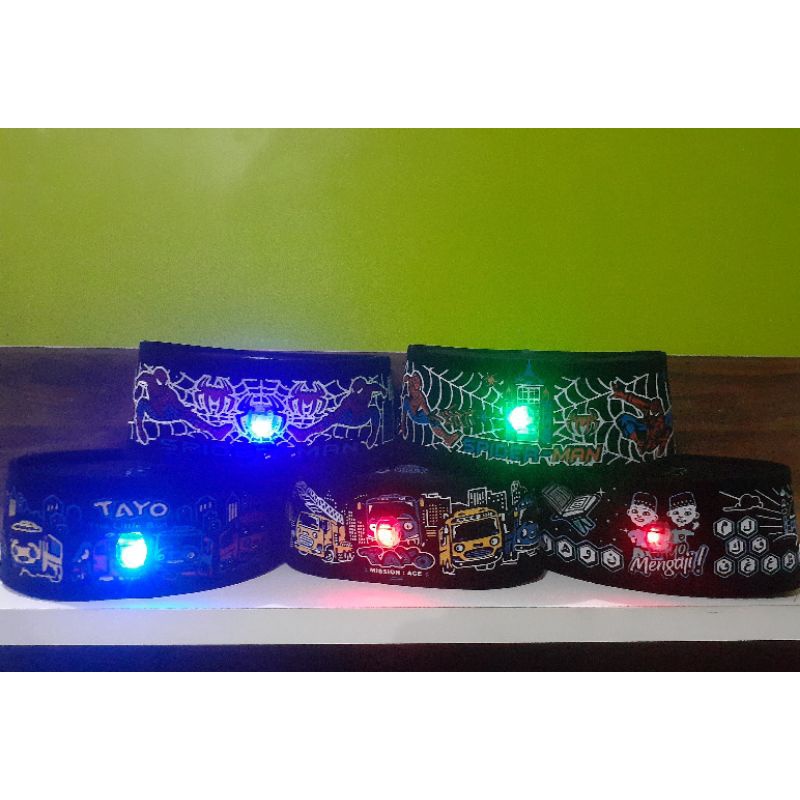 Peci anak LED / peci songkok karakter led