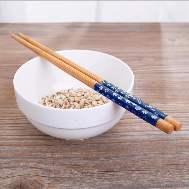 Sumpit Bambu Motif Bunga Sumpit Kayu Mie Sumpit Kayu Bambu alat Makan chopsticks