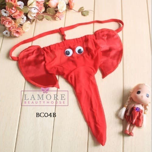 CELANA DALAM THONG SEKSI MOTIF GAJAH - CD PRIA MERAH BC04B BEST QUALITY 