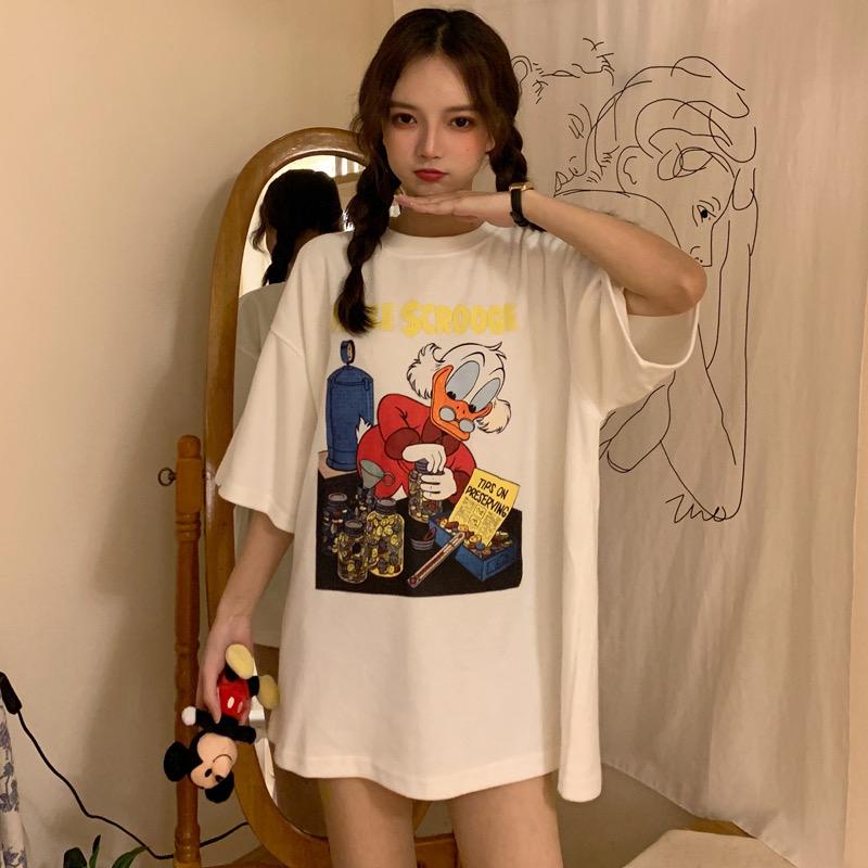 [littlecrab] Kaos Oversize Uncle $crooge Tips On Preserving Colorful T-shirt Unisex Couple Sablon Paman Bebek Sibuk Kerja Unik Lucu Berkualitas Korean Style