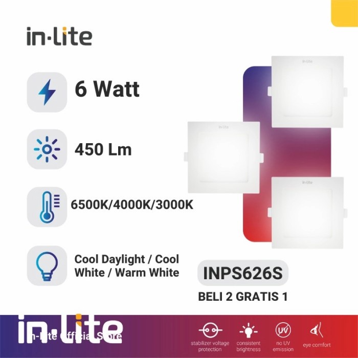 in-Lite LED Lampu Downlight Panel Inbow - Kotak