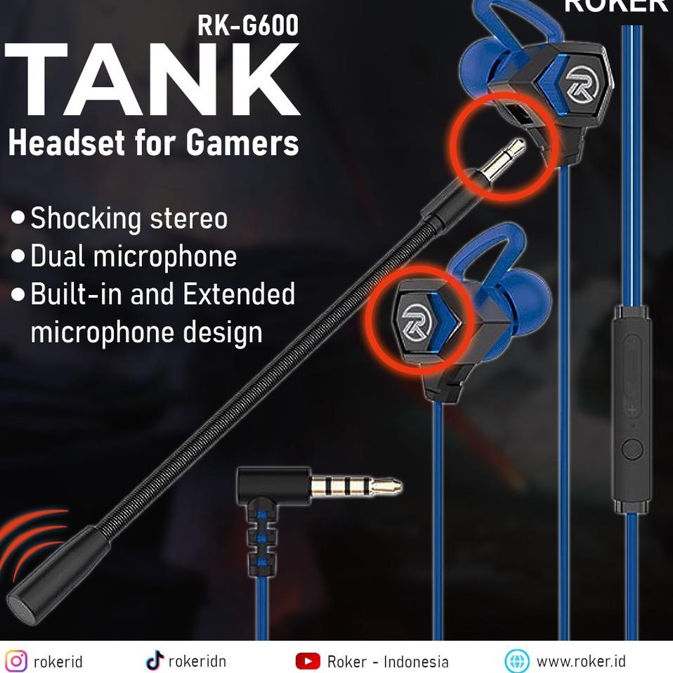 Bisa COD Earphone / Headset Gaming Roker TANK gas 