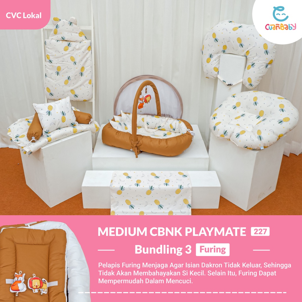 Kasur Bayi Playmate Paket Lengkap Motif Pina Banana Mix Polos Milo By Cuan Baby MEDIUM CBNK PLAYMATE