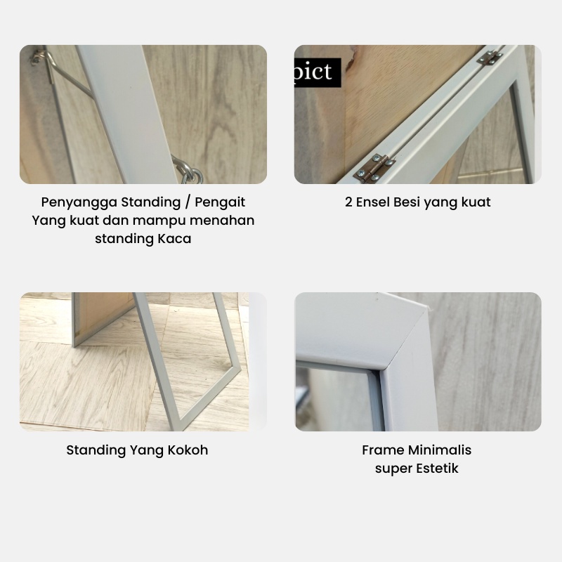 Kaca Cermin Full Body Aesthetic Cermin Standing Mirror Dinding Minimalis Rias UK.127 X 30 CM Room Decor Termurah