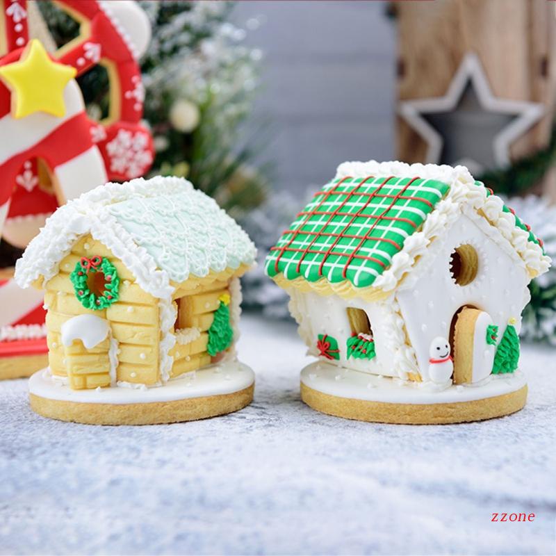 Zzz Set Cetakan Kue / Biskuit / Cookies Bentuk Rumah Jahe 3D Bahan Plastik Untuk Natal