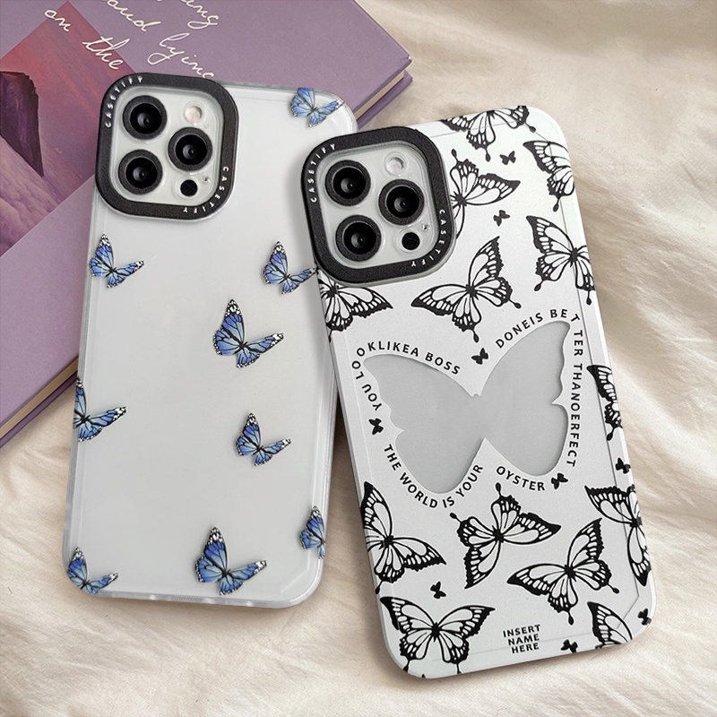 Butterfly Soft Case Tpu Transparan Motif Kupu-Kupu Untuk iPhone 7 8 6 6s plus X XR XS max 11 12 13 pro max SE 2020